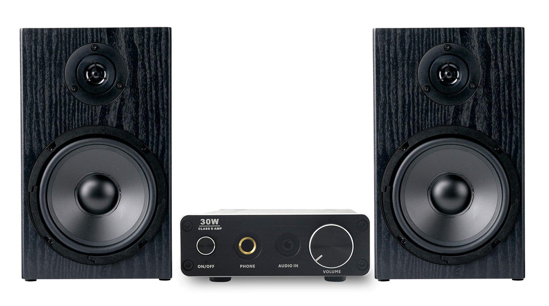 McGrey BMS-80 BK Micro-Stereo Anlage - inkl. Mini-Verstärker und Boxenkabel - Cinch und AUX-Eingang