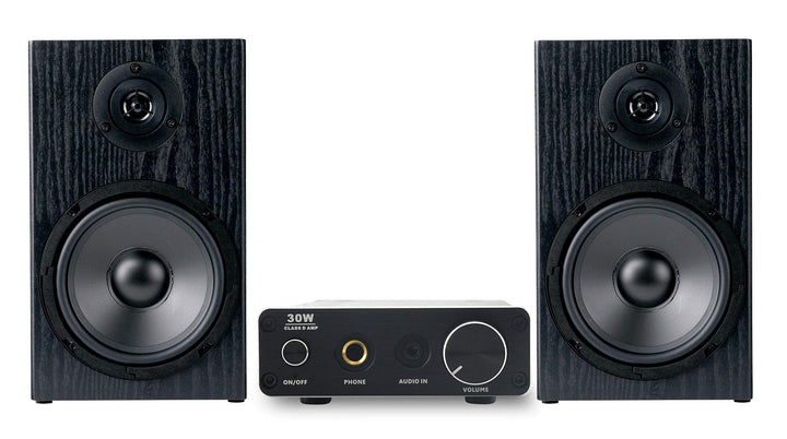 McGrey BMS-80 BK Micro-Stereo Anlage - inkl. Mini-Verstärker und Boxenkabel - Cinch und AUX-Eingang