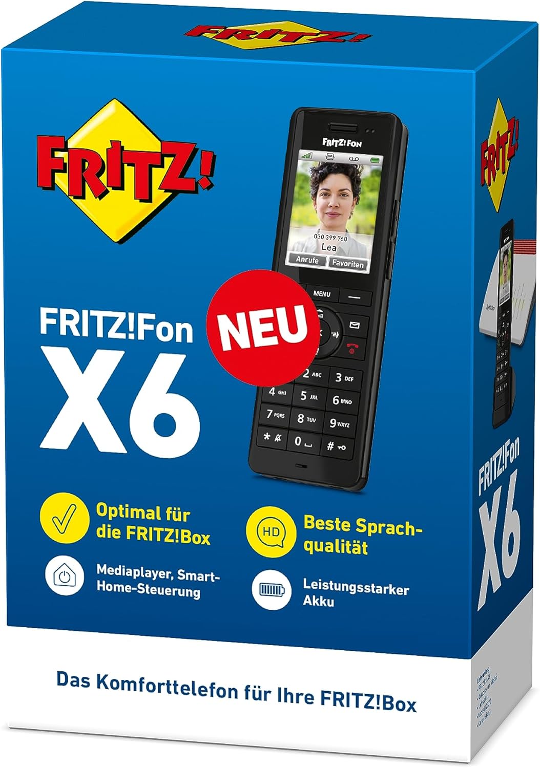 AVM FRITZ!Fon X6 Black DECT-Komforttelefon (hochwertiges Farbdisplay, HD-Telefonie, Full-Duplex-Frei
