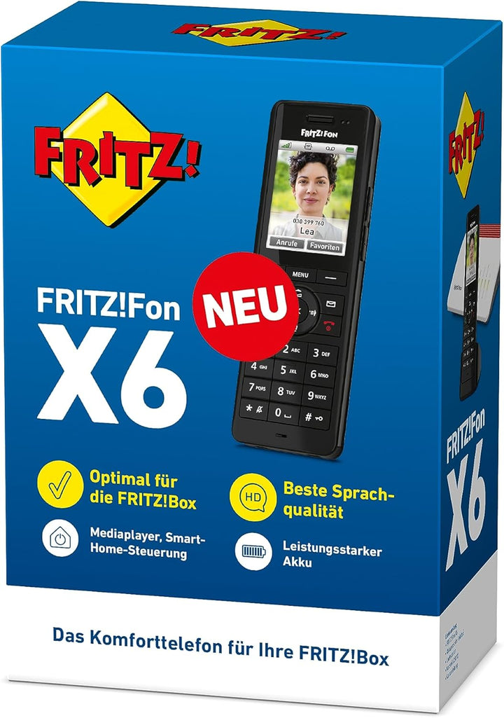 AVM FRITZ!Fon X6 Black DECT-Komforttelefon (hochwertiges Farbdisplay, HD-Telefonie, Full-Duplex-Frei