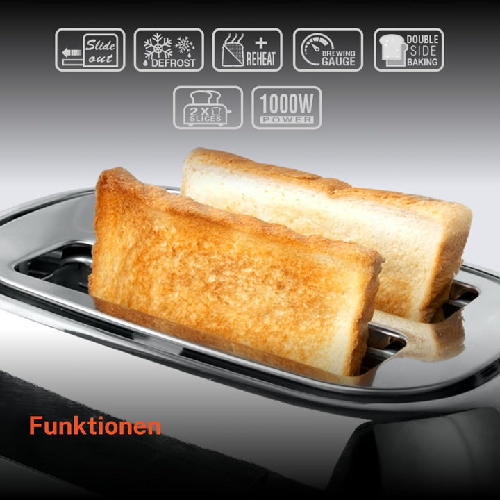 Muse Retro Toaster, 2 Scheiben, 6 Bräunungsstufen, analoge Anzeige, beleuchtete Tasten, Krümelschubl