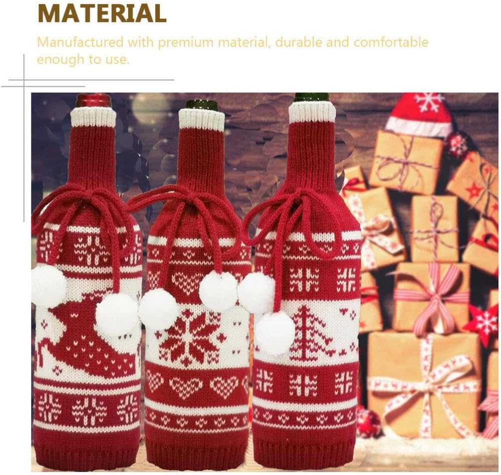 Weihnachten Weinflasche Abdeckung Taschen Flaschenüberzug: 3 Stücke Weintüten Flaschentasche Cover F