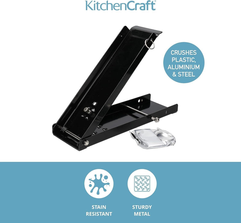 KitchenCraft Dosenpresse, fussbetätigt für Dosen und stabile Dosen, klappbar und verschliessbar, 12