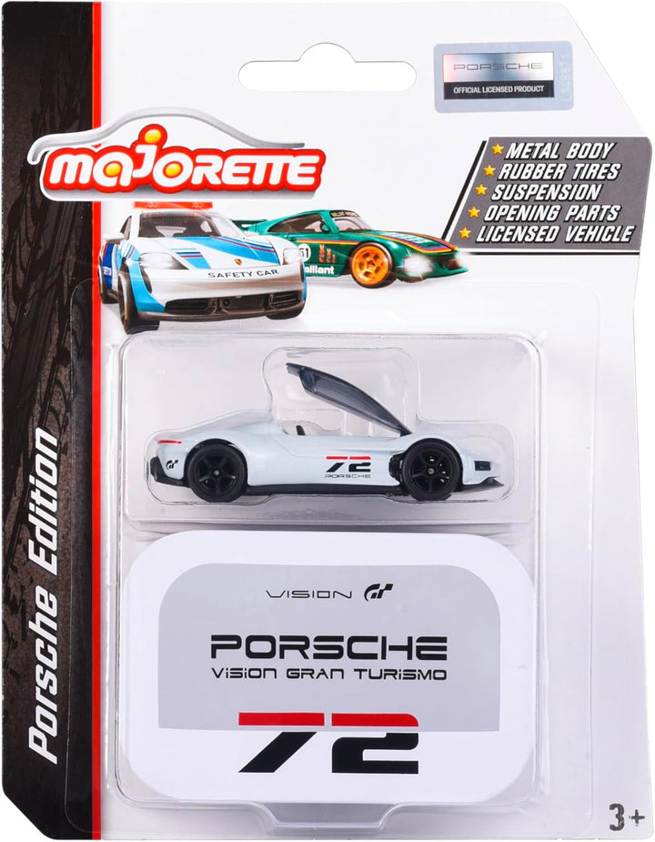 Majorette - Porsche Motorsport Deluxe Vision GT in weiss - Modellauto (7,5 cm) aus der Porsche Delux