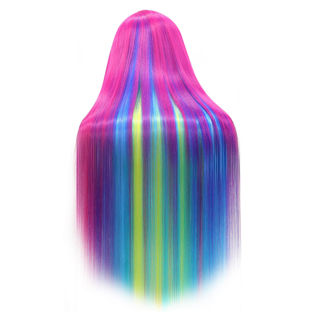 Trainingsköpfe, 28 inch Übungskopf Frisierkopf Friseur 100% Synthetikfaser-Haar Styling Kopf Frisier