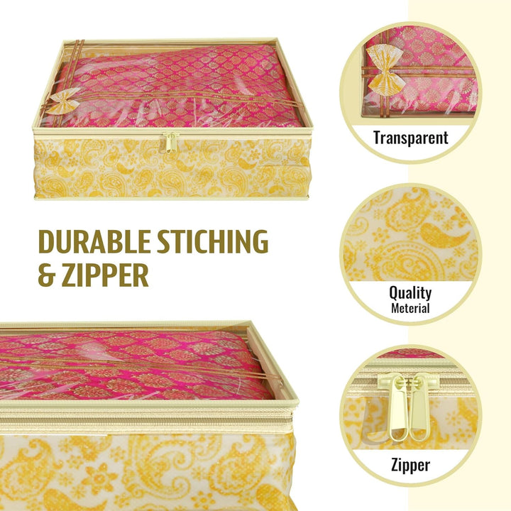 Kuber Industries Carry Design Sari-Bezug, 7,6 cm, transparent, nicht gewebt, 6 Stück (gold), HS_38_K