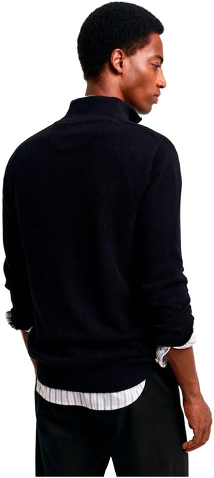 GANT Herren Cotton Pique Halfzip Pullover, Schwarz