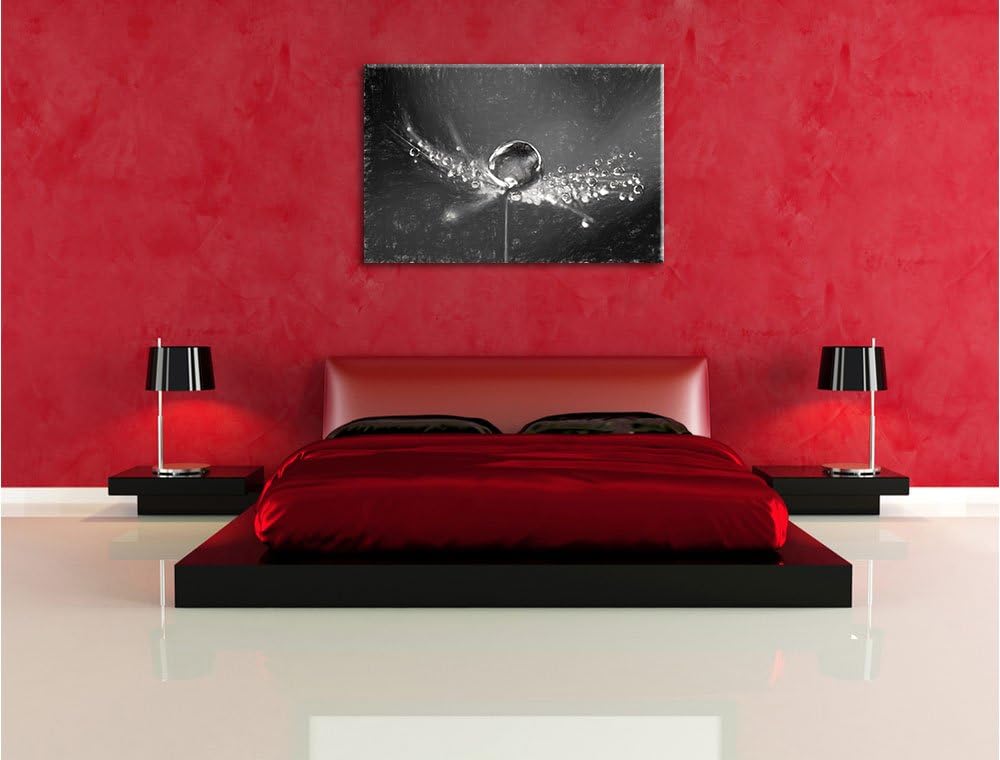 Pixxprint Wassertropfen auf Einer Pusteblume als Leinwandbild/Grösse: 100x70 / Wandbild/Kunstdruck/f