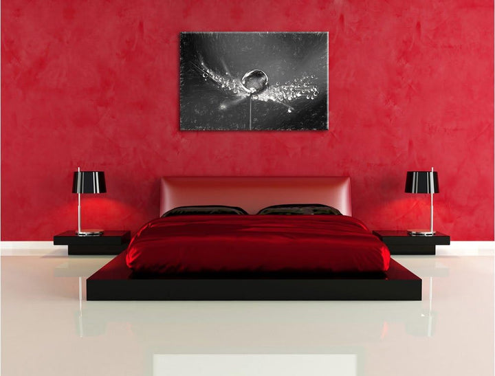 Pixxprint Wassertropfen auf Einer Pusteblume als Leinwandbild/Grösse: 100x70 / Wandbild/Kunstdruck/f