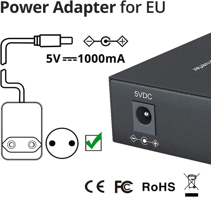 10Gtek® Gigabit Ethernet Medienkonverter, SFP Slot mit SFP SX Modul, Multi-Mode Dual LC Faser, 850nm