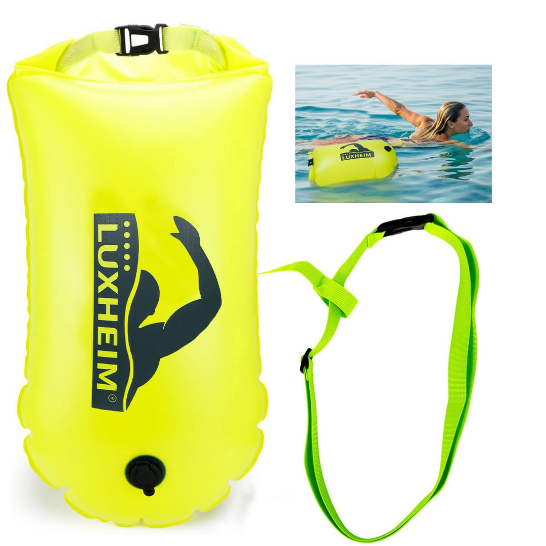 28L Schwimmboje Trockensack mit Doppelairbag, Aufblasbare Schleppschwimmer Boje für Erwachsene Freiw