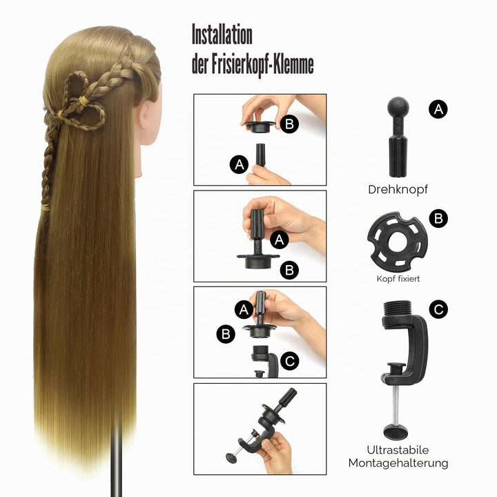 Trainingsköpfe, 28 inch Übungskopf Frisierkopf Friseur 100% Synthetikfaser-Haar Styling Kopf Frisier