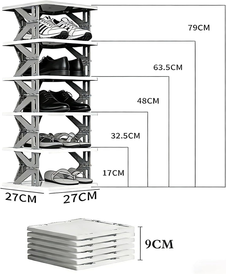 Klappbares Schuhregal mit Mehreren Ebenen, Tragbares Schuh Organizer für Eingang/Bad/Schlafzimmer, P