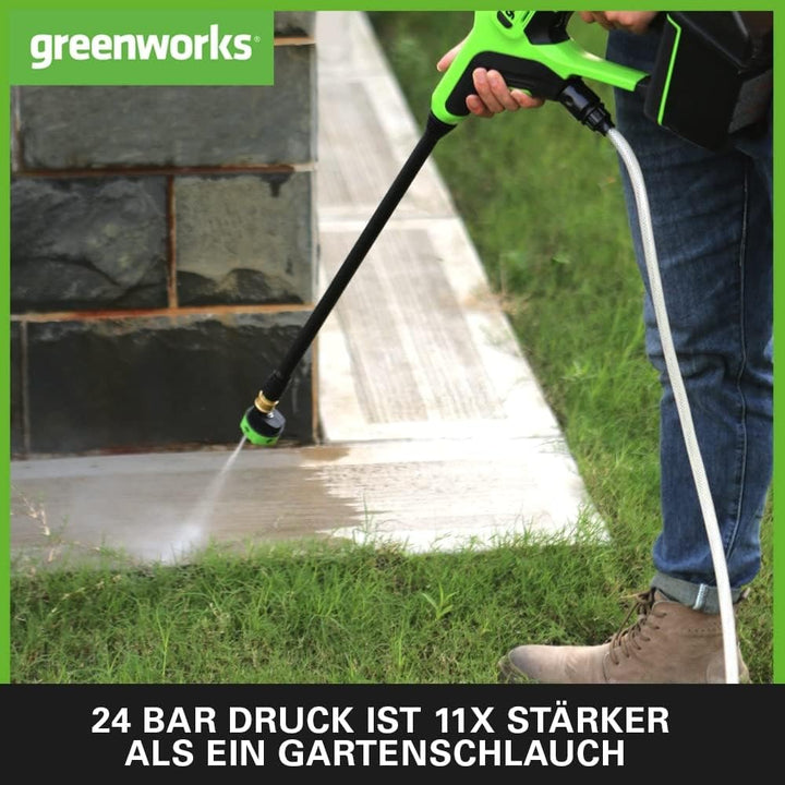 Greenworks Tools Akku-Druckreiniger G24PW (Li-Ion 24V 300 Watt Motorleistung 24 bar Druck 180 l/h Du