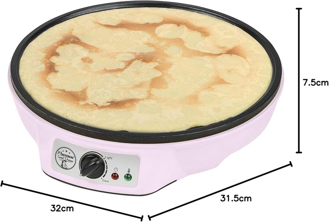 Bestron Crêpes Maker im Retro Design, für Crepes mit Ø 30 cm, inkl. Teigverteiler & Crêpes-Wender, m