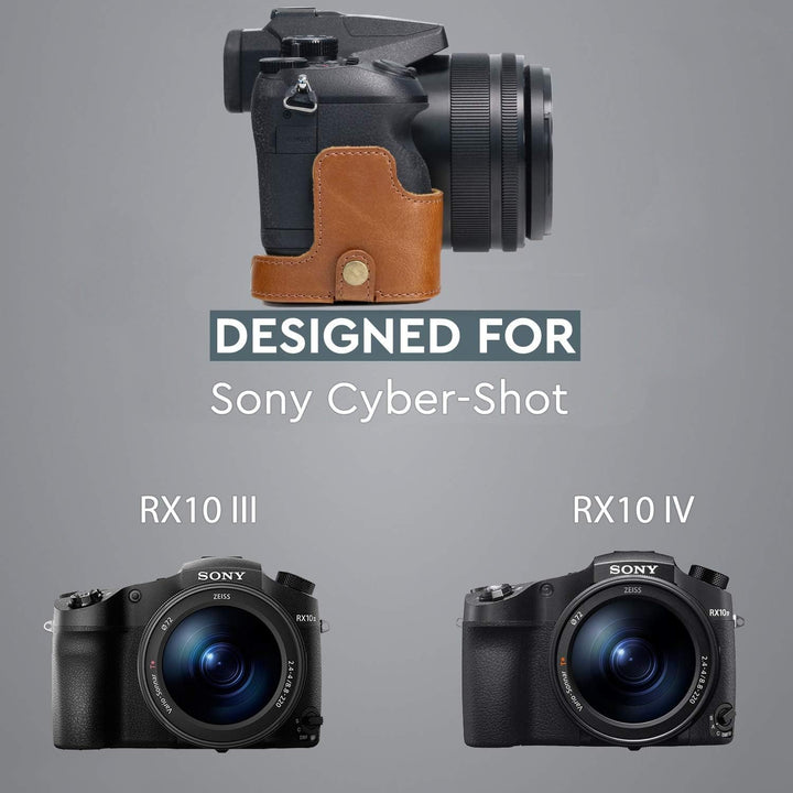 MegaGear Sony Cyber-Shot DSC-RX10 IV, DSC-RX10 III Ever Ready Leder Kamera-Case mit Trageriemen und