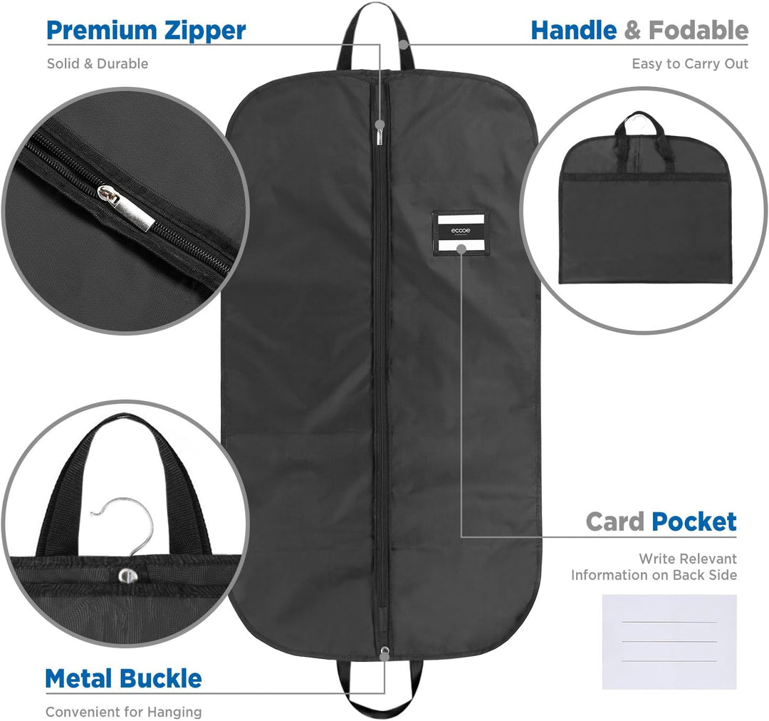 ecooe 2 x Schwarz Kleidersack Polyester Kleiderhülle Kleiderschutz Aufbewahrung 110 × 60 cm 110*60cm