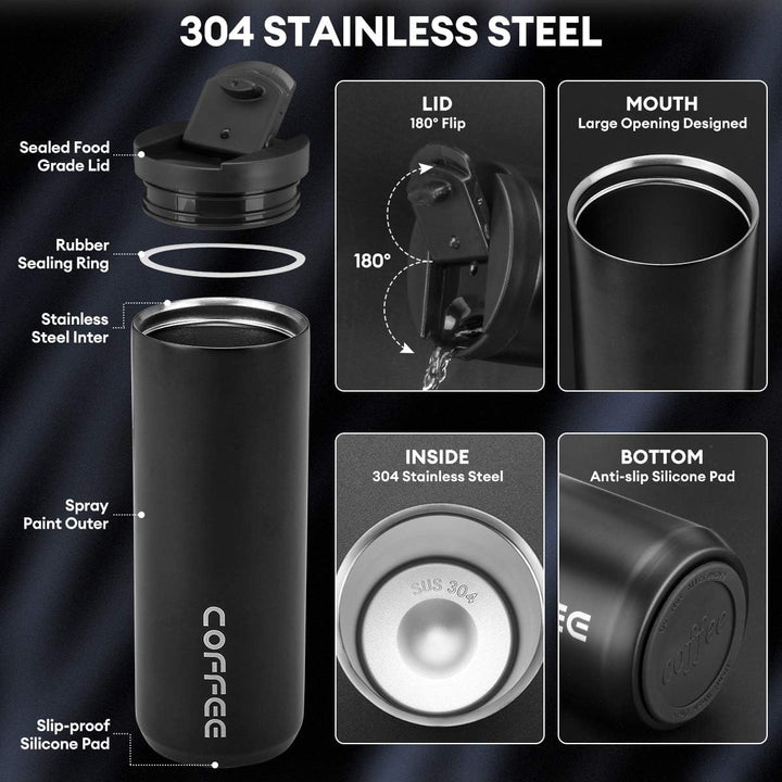 lalafancy Thermobecher 350ml/500ml Kaffeebecher-to-go, Isolierbecher Edelstahl Travel Mug Wiederverw
