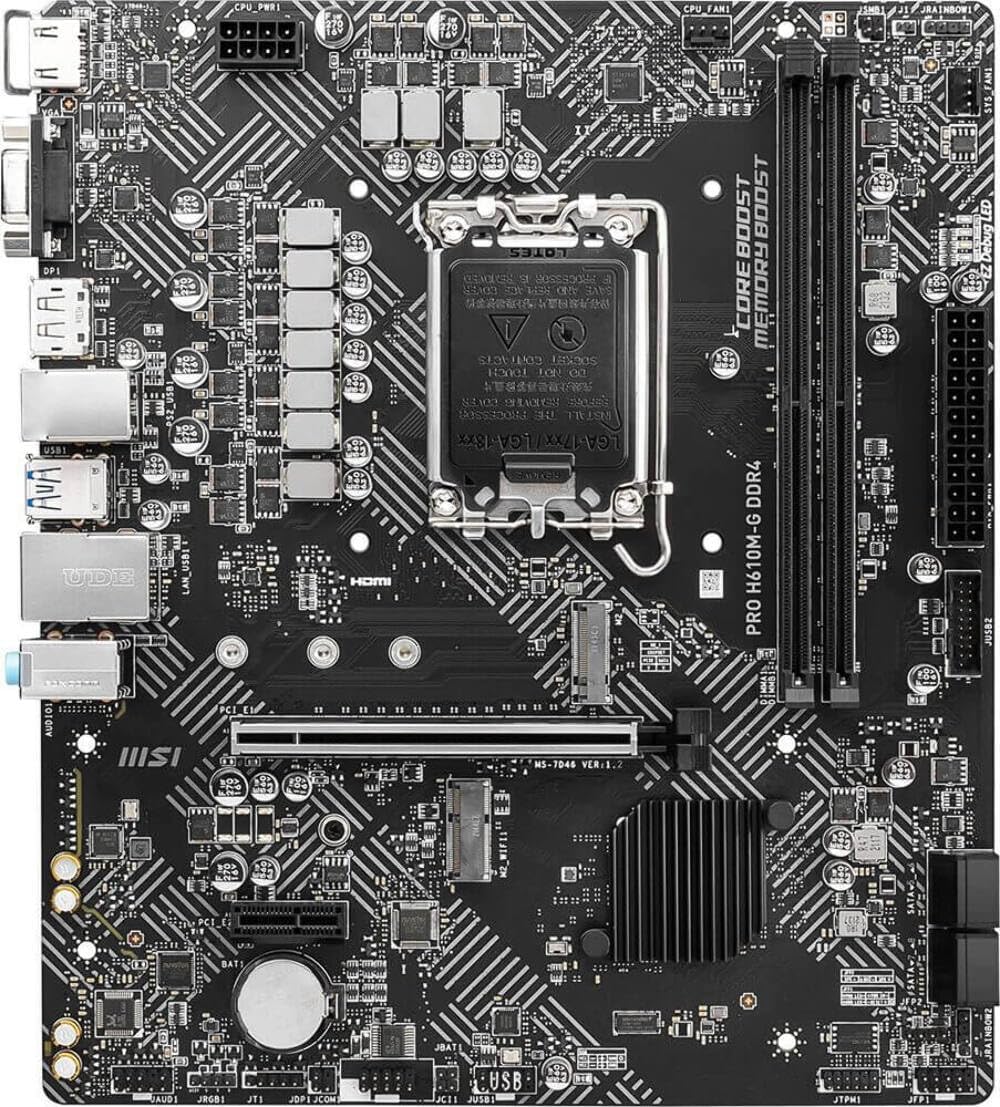 MSI PRO H610M-G DDR4 DDR4 Motherboard (mATX, Intel Core der 12. Generation, LGA 1700 Socket, DDR4, P