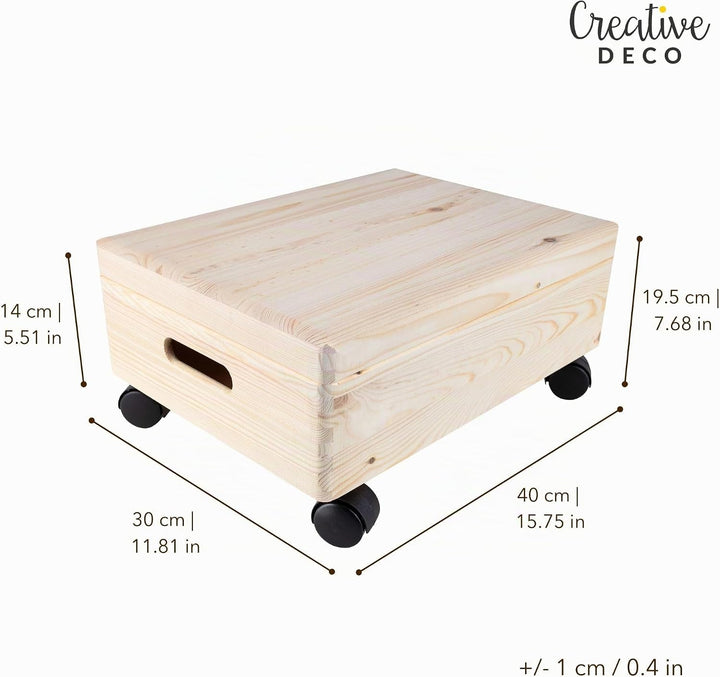 Creative Deco XL Grosse Holzkiste mit Deckel und Rollen | 40x30x14 cm (+/-1cm) | Ostern Erinnerungsb