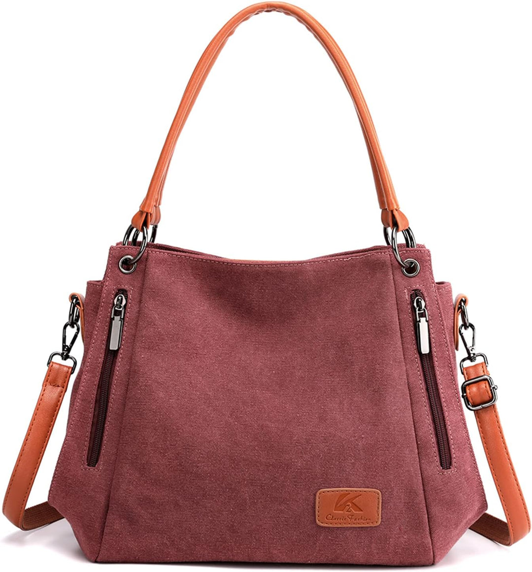 CORIOS Retro Damen Handtasche Canvas Schultertasche Henkeltasche Tragetasche Casual Umhängetasche Mu