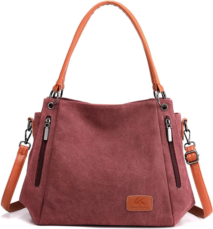 CORIOS Retro Damen Handtasche Canvas Schultertasche Henkeltasche Tragetasche Casual Umhängetasche Mu