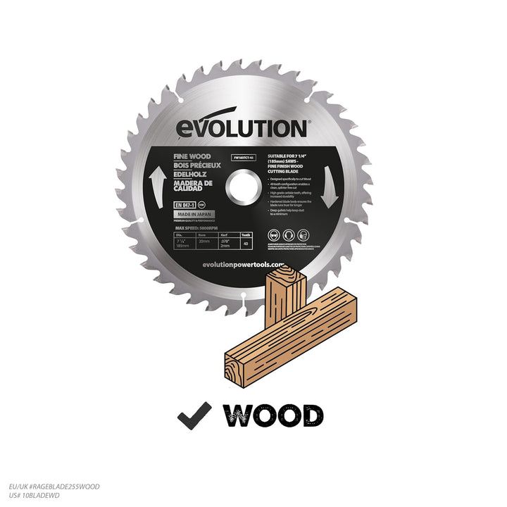 Evolution Evoblade WD TCT-Kreissägeblatt für Holz, 180 mm