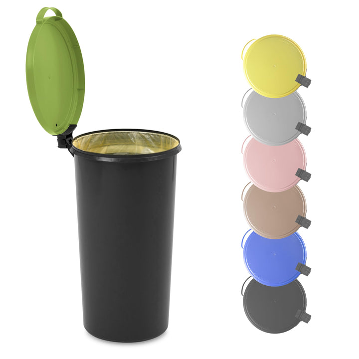 KUEFA VL 60l Müllsackständer, Mülleimer, Sammelbehälter mit Scharnierdeckel für den Gelben Sack, Pfa