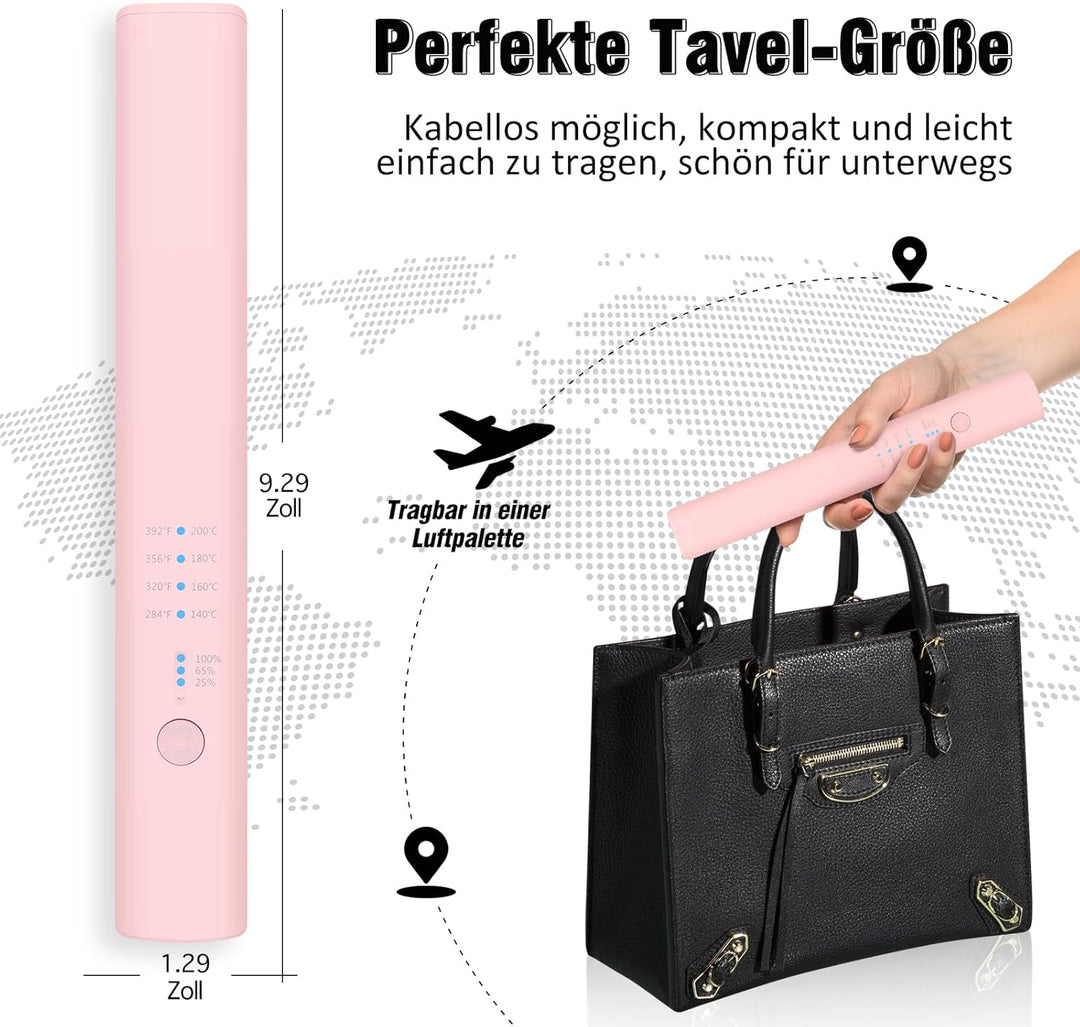 Glätteisen Kabellos, iTayga 2-in-1-Haarglätter, Tragbarkeit Reise Glätteisen Mit 5000mAh Akku, Wiede