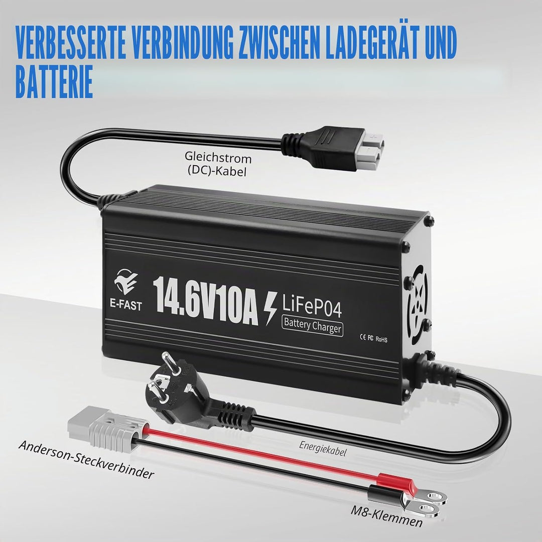 LiFePO4 Batterieladegerät 14,6V 10A Ladegerät 12V für Lithium Batterie Schnelles Aufladen für Wieder