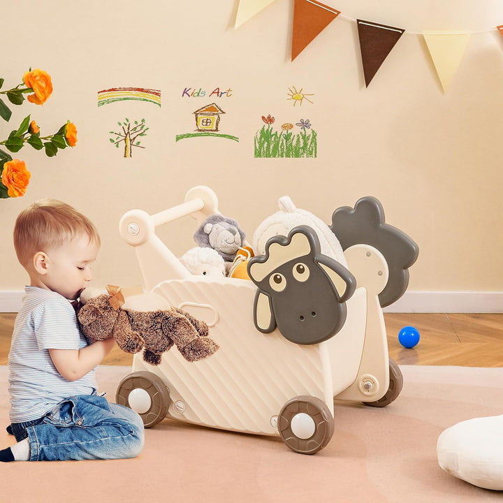 COSTWAY Baby Lauflernwagen, Lauflernhilfe mit 18 L Stauraum & Rädern, Spielzeugwagen zum Schieben &