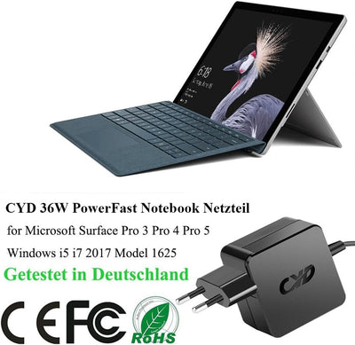 CYD 12V 2.58A 36W Notebook Netzteil-Ladegerät für Microsoft-Ladekabel-Laptop Surface Pro 3/Pro 4/Pro