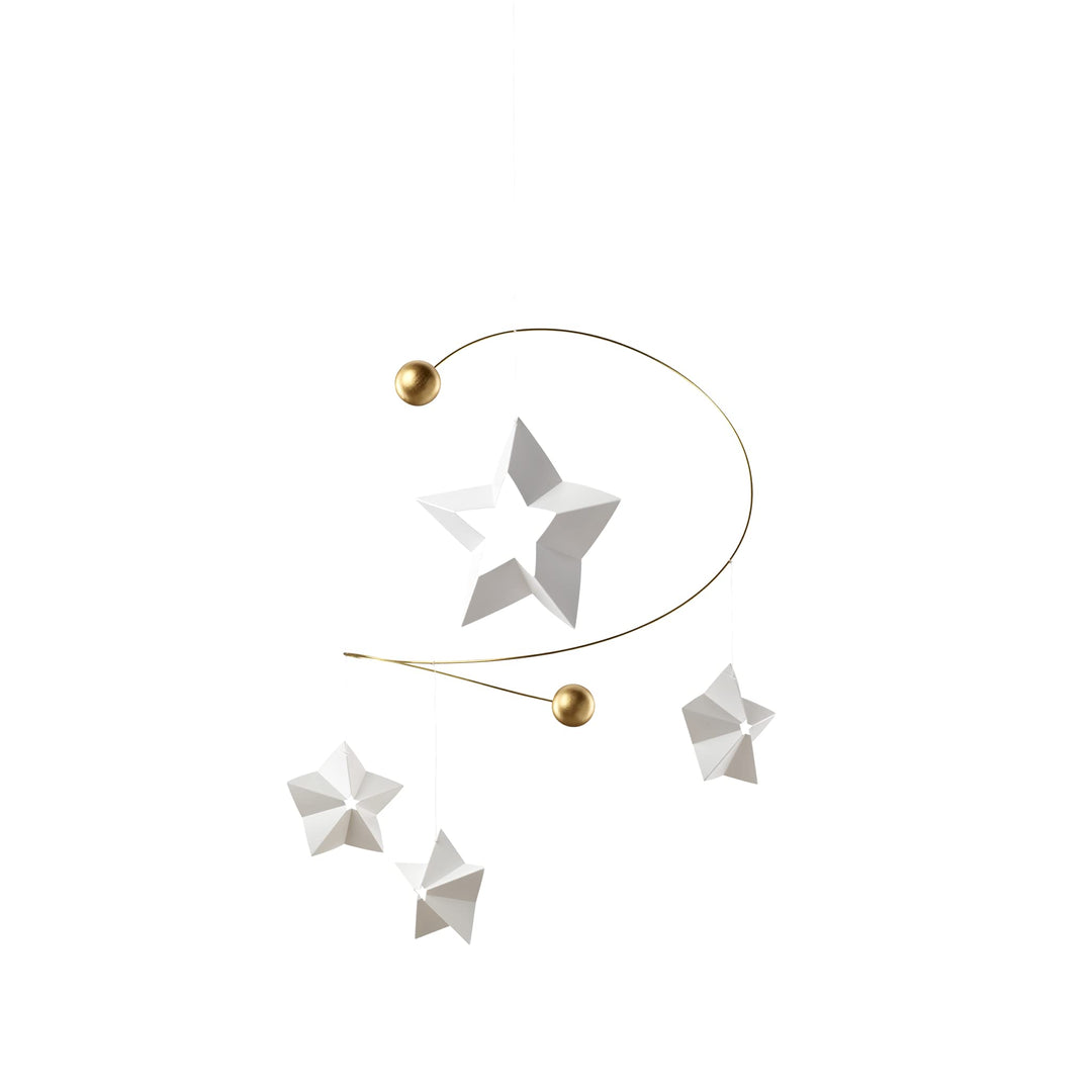 Flensted Starry Night 4 Mobile aus Siebdruckfolie und Holz hergestellt, in der Farbe: Weiss/Gold, Ma