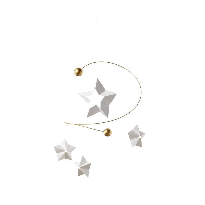 Flensted Starry Night 4 Mobile aus Siebdruckfolie und Holz hergestellt, in der Farbe: Weiss/Gold, Ma