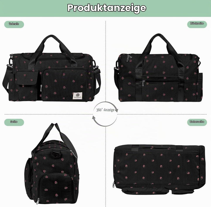 Sporttasche Damen, Sporttasche Kinder, Faltbare Reisetasche Weekender mit Schuhfach Nassfach, Reiset