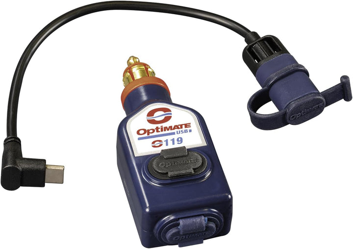 OptiMate USB O119-3300mA wetterfestes USB A- und C-Ladegerät mit doppeltem Ausgang, mit BIKE-Stecker