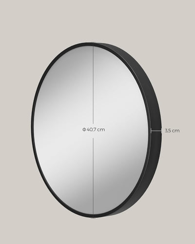 SONGMICS Wandspiegel, Spiegel rund, Ø 40,7 cm Badezimmerspiegel, Metallrahmen, einfache Montage, mod