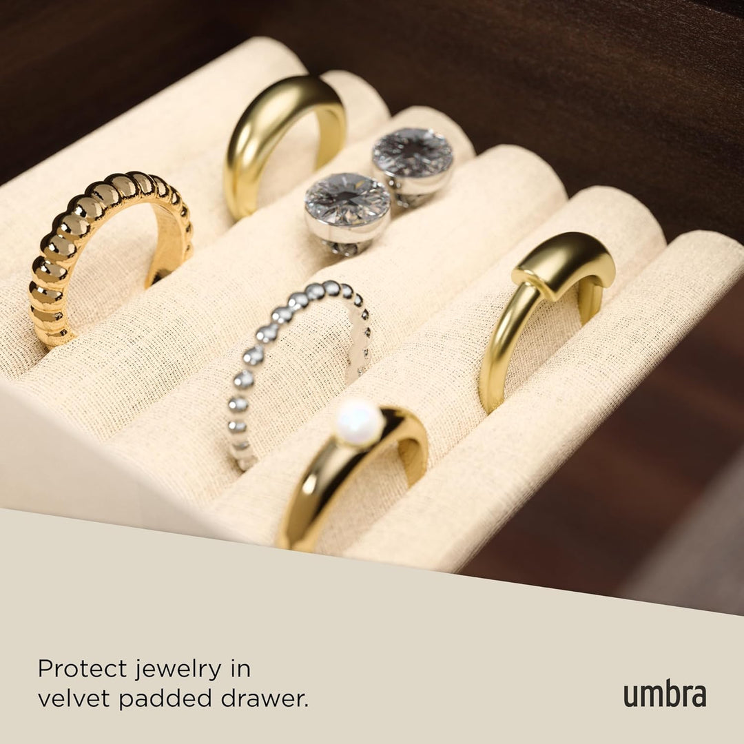 Umbra Stowit Design Schmuckkasten – moderne Schmuck Box mit Geheimfächern für Ringe, Armbänder, Uhre