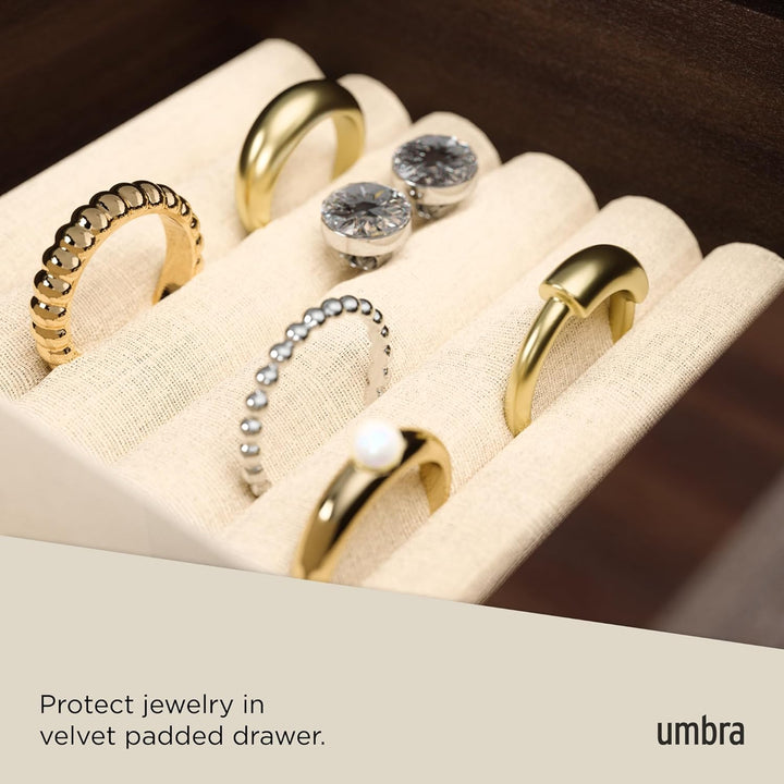 Umbra Stowit Design Schmuckkasten – moderne Schmuck Box mit Geheimfächern für Ringe, Armbänder, Uhre