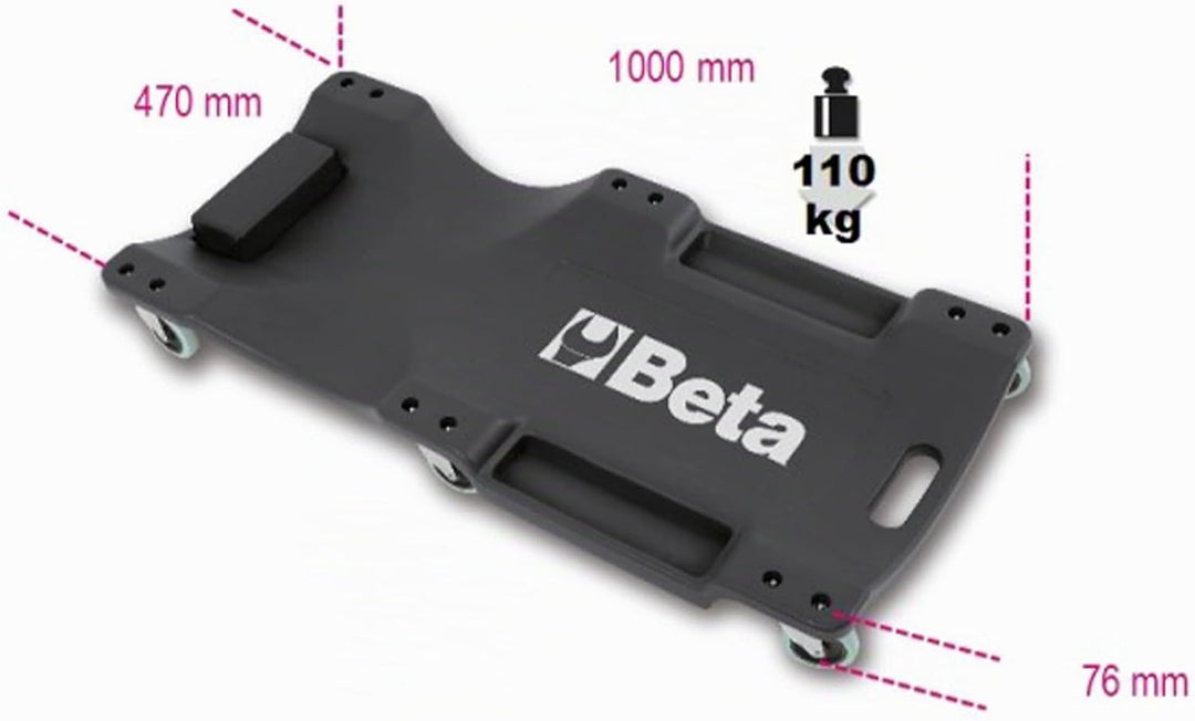 Beta 3003 Montageroller aus stossfestem Kunststoff, Rollbrett für die Werkstatt, Automobil Liegewage