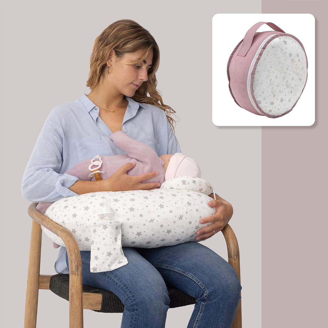 Stillkissen mit Gurt für Neugeborene - Stillhörnchen Ergonomisch gegen Reflux &amp; Koliken - Baby Lager