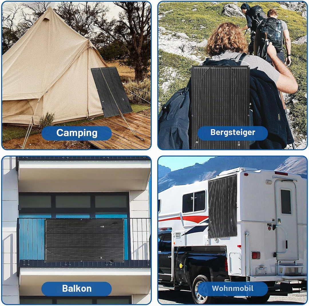 400W SolarPanel ETFE Semi Flexible(4pcs 100W) etfe Mono Solarmodul FüR Gartenhaus, Camping, Wohnmobi