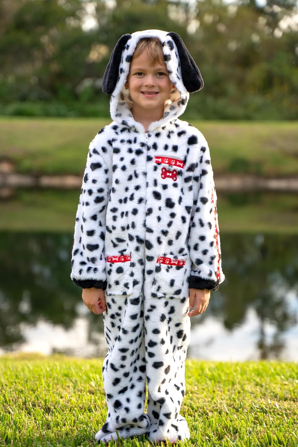 ReliBeauty Dalmatiner Kostüm Kinder Junge Mädchen Onesie Jumpsuit Multicolored 5-6 Jahre (Etikett 11