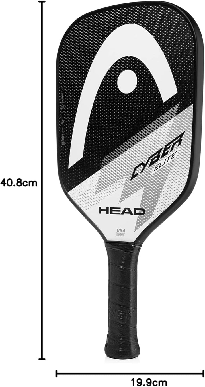 Head Cyber Elite Pickleball-Paddel, Fiberglas-Oberfläche, Schwarz/Weiss, Anfänger- bis Fortgeschritt