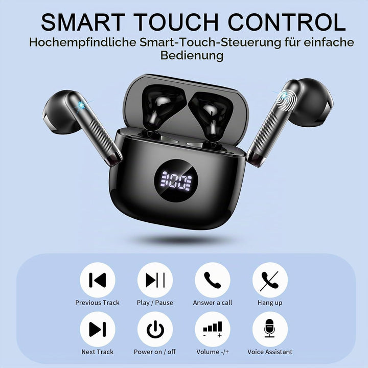 Kopfhörer Kabellos Bluetooth 5.4, Bluetooth Kopfhörer HiFi Stereo mit 4 ENC Noise Cancelling Mic, 40