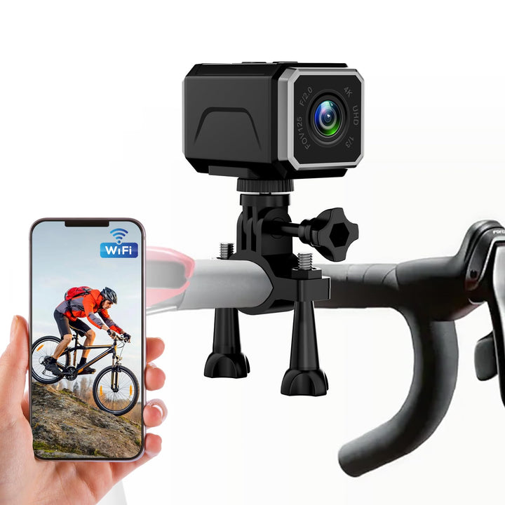 Action Cam WiFi, 4K Stabilisierung Hotspot Actionkameras, 8-Stunden-Akku & 140° Weitwinkel Helmkamer