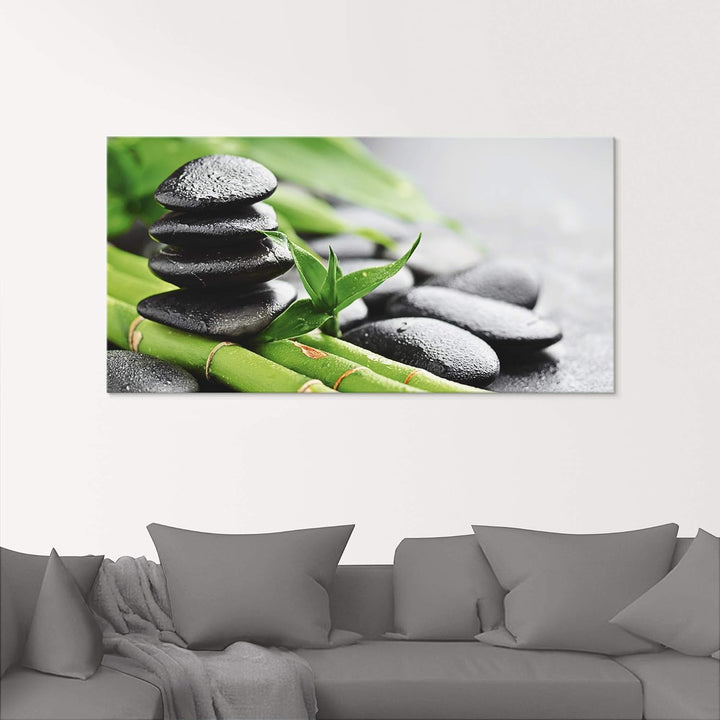 ARTland Glasbilder Wandbild Glas Bild einteilig 125x50 cm Querformat Asien Wellness Zen Steine Lavas