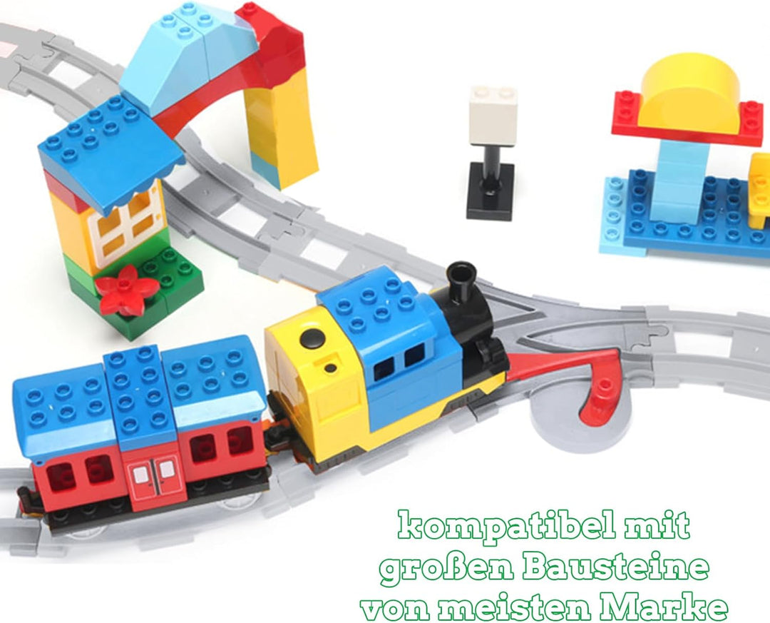 Bausteine Schienen Set, Spielzeug Eisenbahnschienen, bestehend aus Cross Track Gerade, Kurven Schien