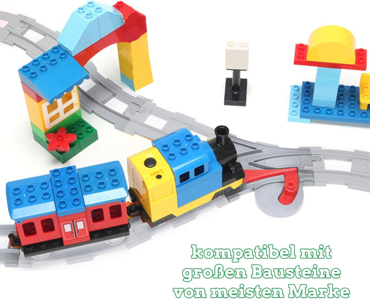 Bausteine Schienen Set, Spielzeug Eisenbahnschienen, bestehend aus Cross Track Gerade, Kurven Schien
