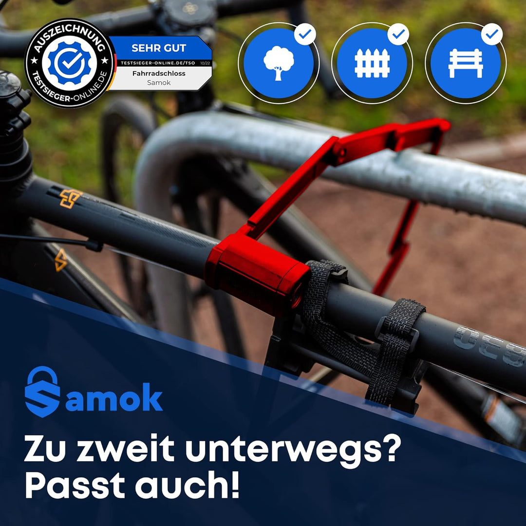 Samok® Fahrradschloss Faltschloss 120cm lang inkl. Halterung - Fahrrad Stahl Schloss faltbar mit Sch